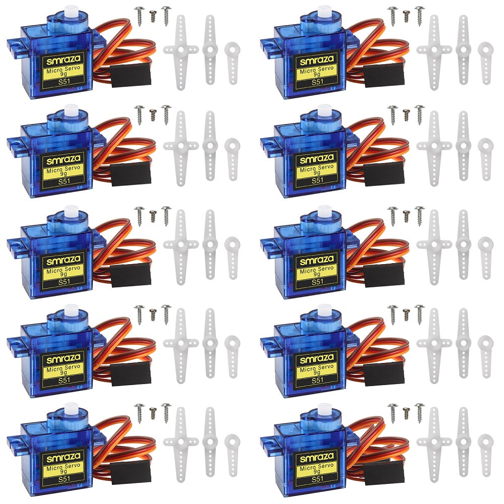 Smraza 10 Pcs SG90 9G Micro Servo Motor Kit for RC Robot Arm Helicopte –  smraza