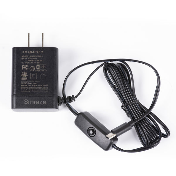 Smraza Compatible with Raspberry Pi 4 Power Supply with ON/Off Switch, 5V 3A USB-C Charger Adapter for Raspberry Pi 4 Model B 1GB / 2GB / 4GB Version-SD04