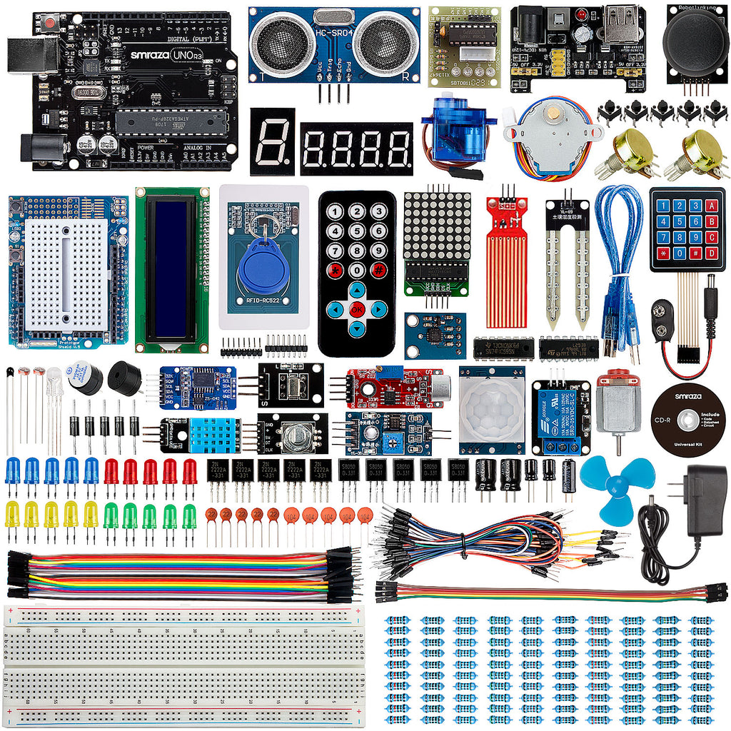 Smraza Complete Starter Kit for Arduino R3 Project with Tutorial, 9V 1A Power Supply Compatible with Arduino R3 Mega2560 Nano (40 Projects)-S20