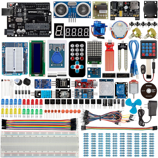 Smraza Complete Starter Kit for Arduino R3 Project with Tutorial, 9V 1A Power Supply Compatible with Arduino R3 Mega2560 Nano (40 Projects)-S20