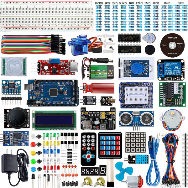 Smraza Complete Starter Kit for Arduino Mega 2560 with Tutorial, LCD1602, Motors, Sensors, Jumper Wires, 9V Battery Compatible with Arduino Mega2560 Nano(67 Items)-S48