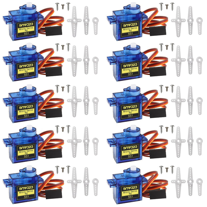 Smraza 10 Pcs SG90 9G Micro Servo Motor Kit for RC Robot Arm