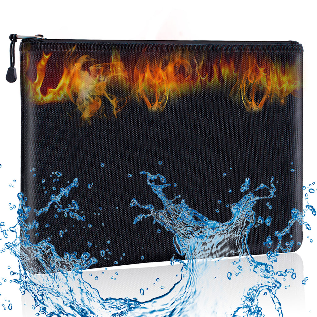 Smraza Fireproof Document Bag, Fireproof Safe Bag, 13.4x9.4Inch Waterproof and Fireproof Money Bag, Fire Resistant Storage Pouch with Zipper for A4 File Holder, iPad, Phone, Cash, Passport, Tablet-SE-01