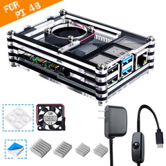 Smraza Case for Raspberry Pi 4 B, Case with Cooling Fan, 4PCS