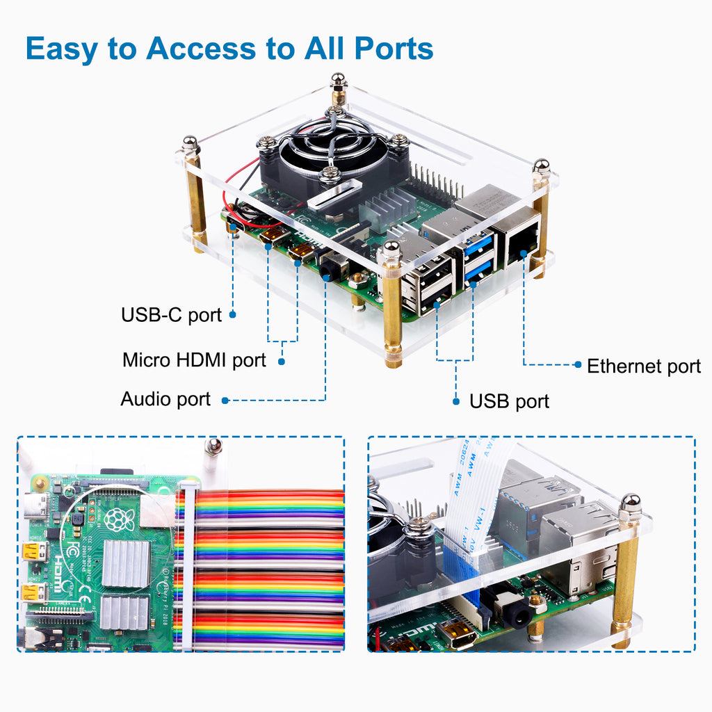 Smraza Case for Raspberry Pi 4 B, Case with Cooling Fan, Heatsinks