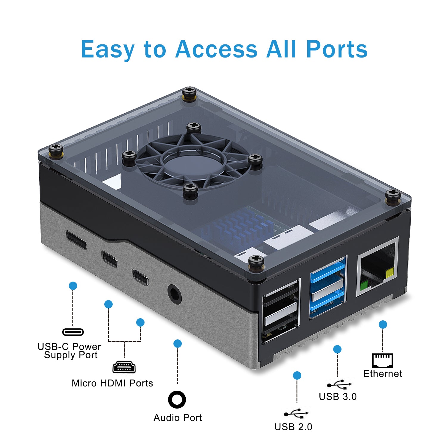 Smraza Case for Raspberry Pi 4, Raspberry Pi 4 Case, Raspi 4B case wit ...