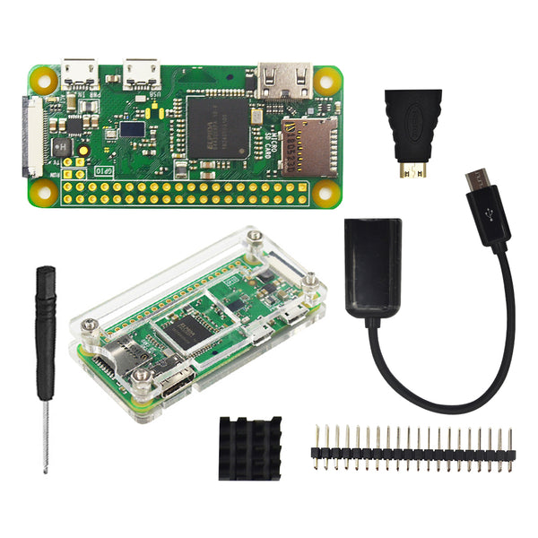 Raspberry Pi Zero W Starter Kit+ Acrylic Case + Heat Sink +2 x 20 pin GPIO Header better than Raspberry Pi Zero 1.3