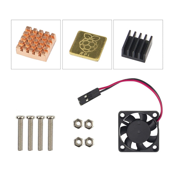 Raspberry Pi 5V Cooling Fan with Screws + Heat Sink 1 Aluminum with 2 Copper for Raspberry Pi 3 / Pi 2 Model B RPI B+
